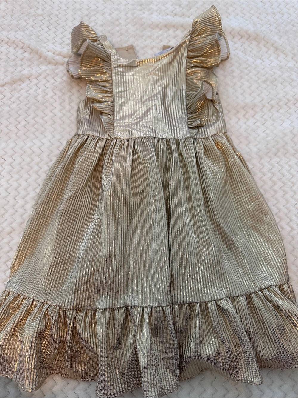 Tahari Metallic Gold Ruffle-Trim Girls Dress